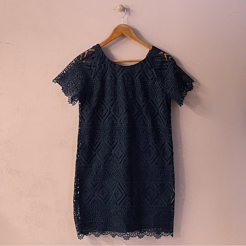 Madewell Navy Blue Crochet Overlay Sheath Dress Size 2 EUC